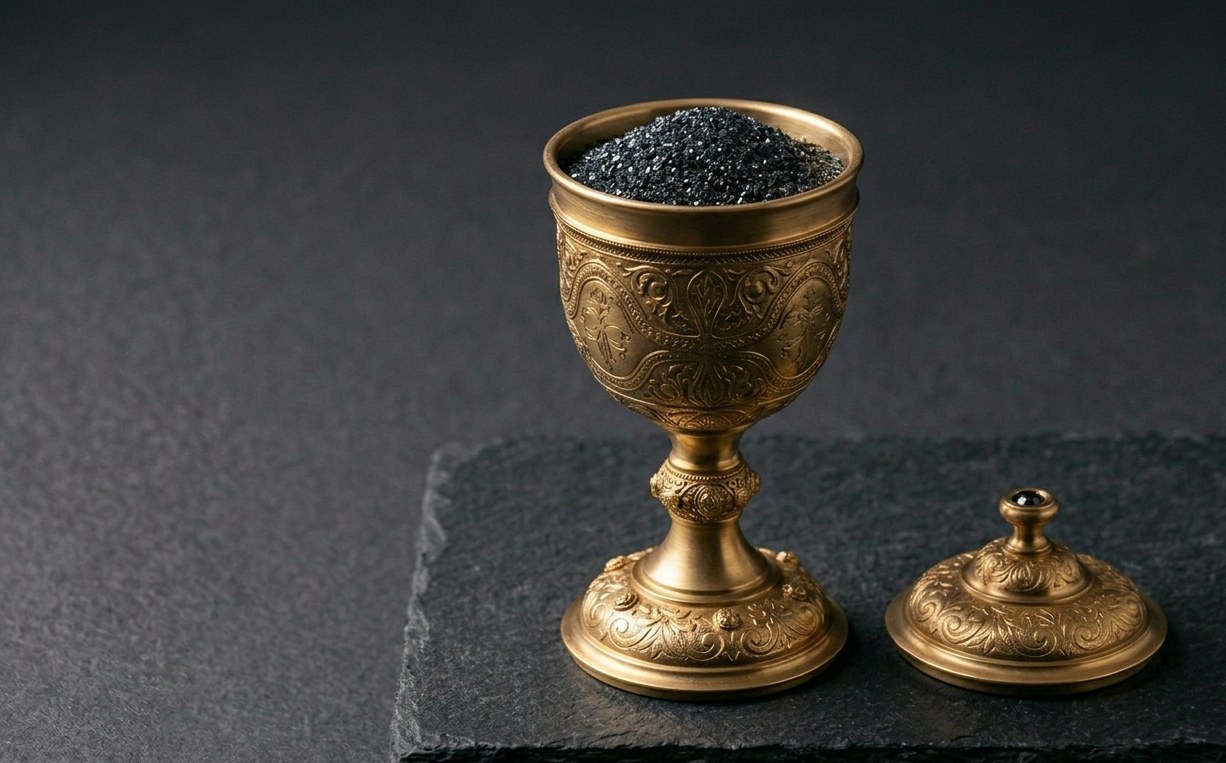 AstroGraphene graphene powder in a golden chalice – Jahan Ayandeh Shimi